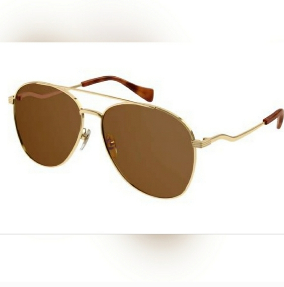 NEW Gucci Aviator Sunglasses Endura Gold Brown Lens - Picture 7 of 8